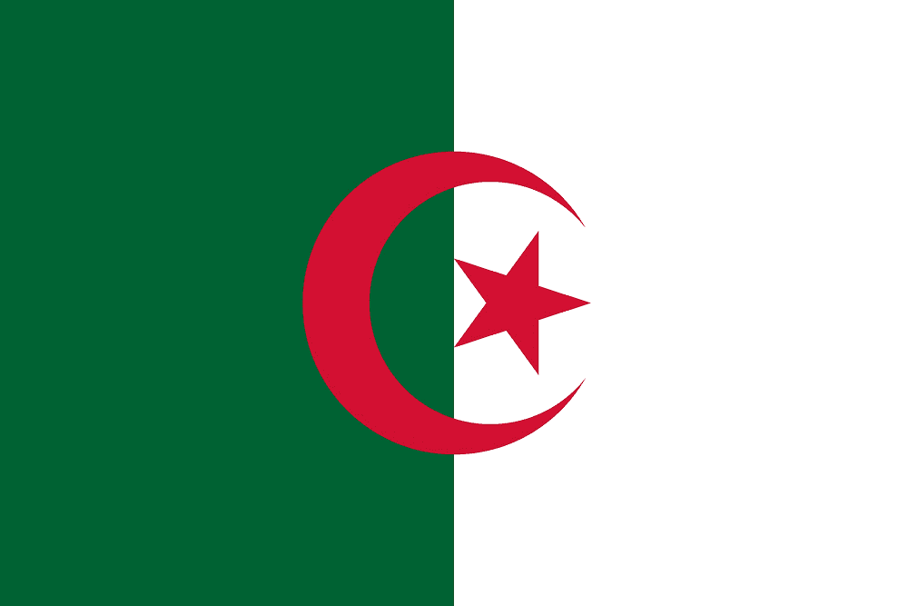 Flag of Algeria with crescent and star.
