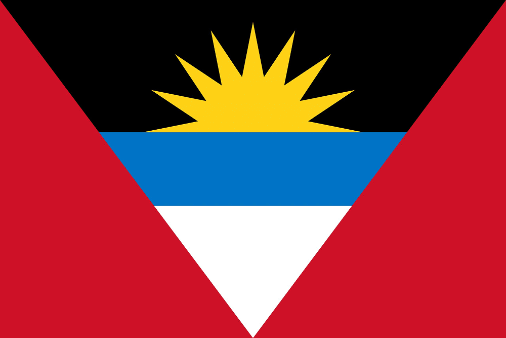 Flag of Antigua and Barbuda, colorful design.