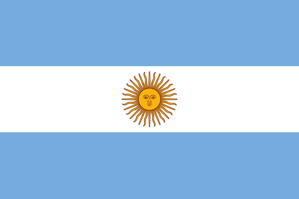 Flag of Argentina with Sun of May.