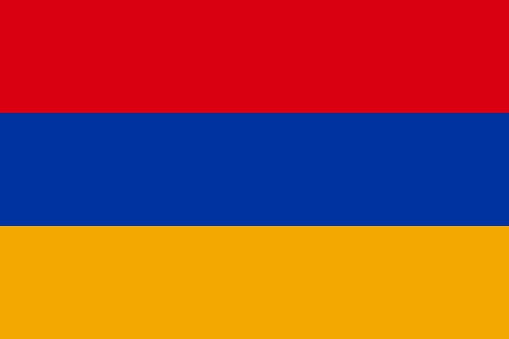 Flag of Armenia with horizontal stripes.