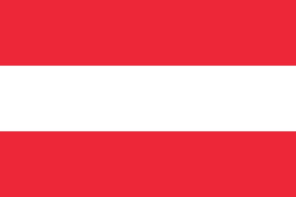 Flag of Austria with red and white stripes.