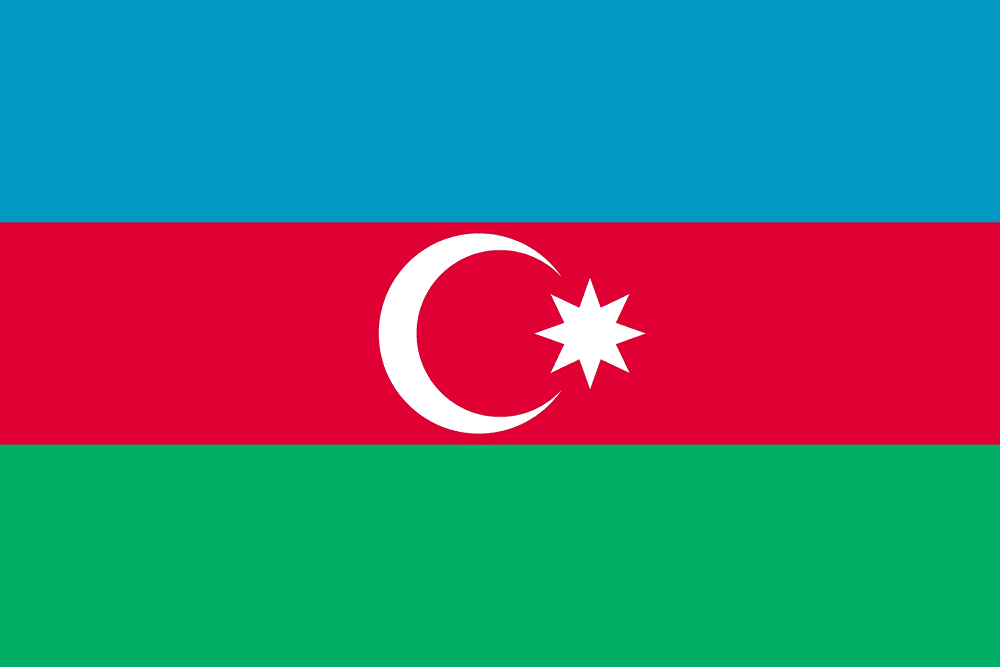 Flag of Azerbaijan with crescent and star.