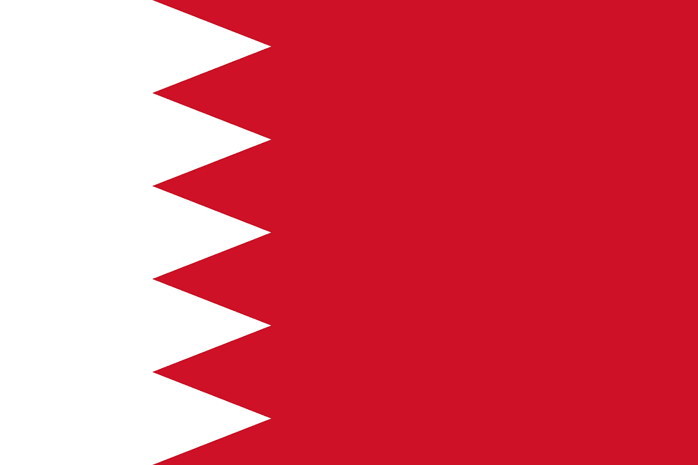 Flag of Bahrain with red and white.