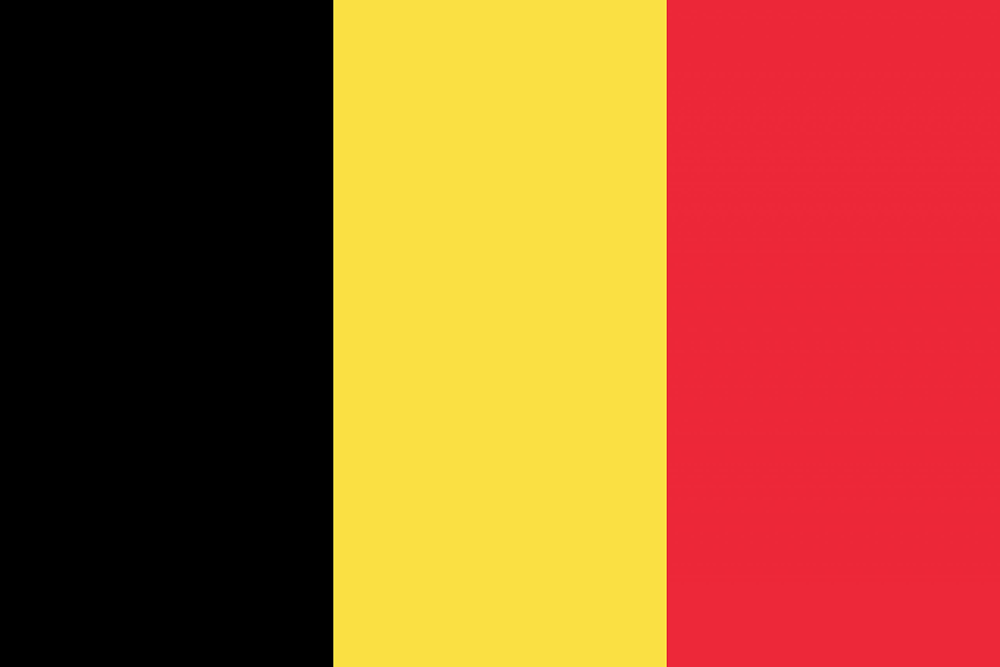 Flag of Belgium with black, yellow, red.