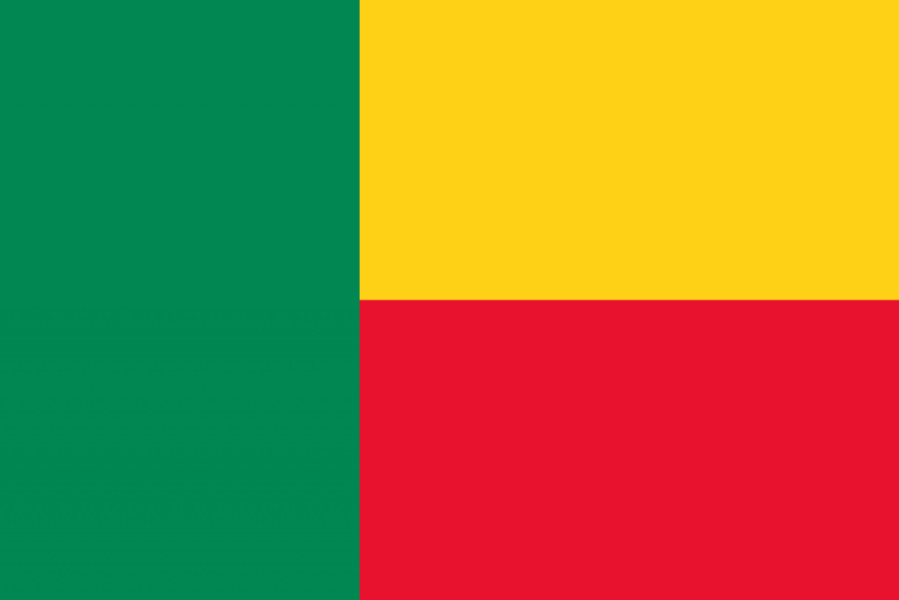 Flag of Benin with green, yellow, red.