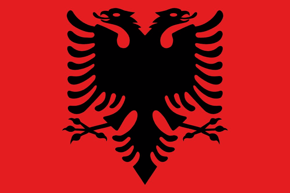 Albanian flag with a black double-headed eagle.