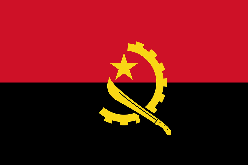 Flag of Angola with emblem.