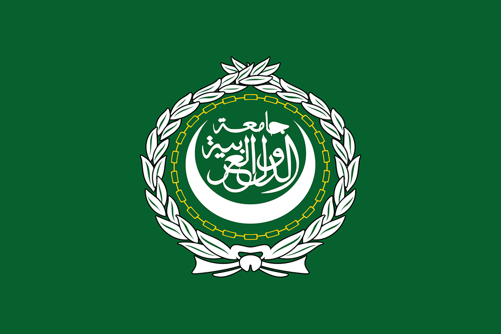 Arab League emblem on a green background.