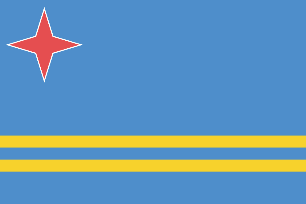 Flag of Aruba with red star.