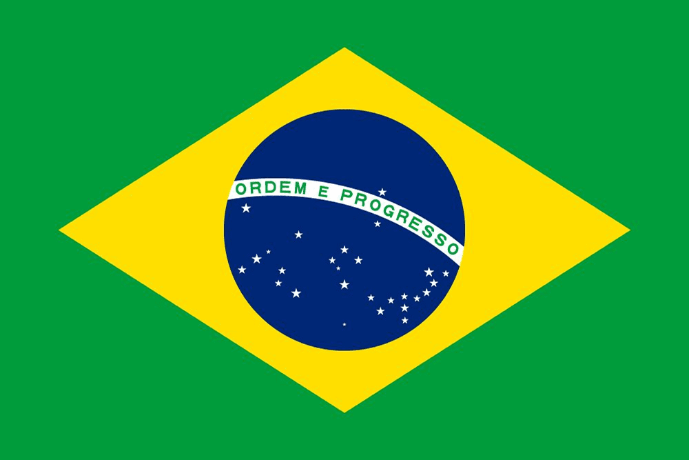 Flag of Brazil with stars and motto.