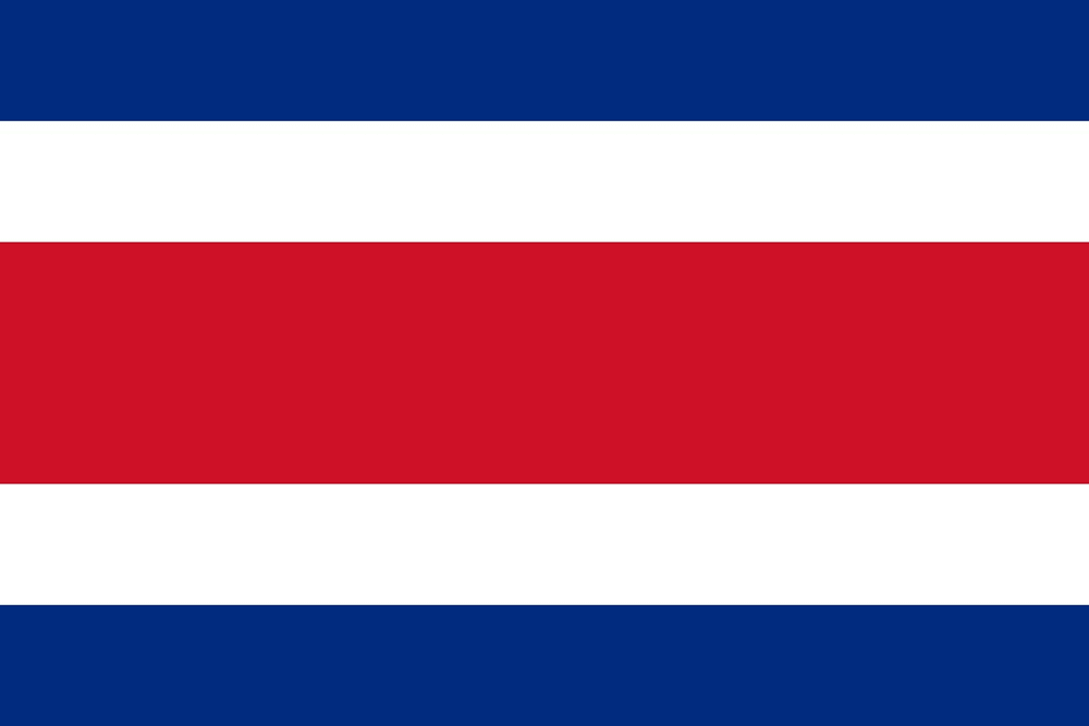 Flag of Costa Rica with horizontal stripes.