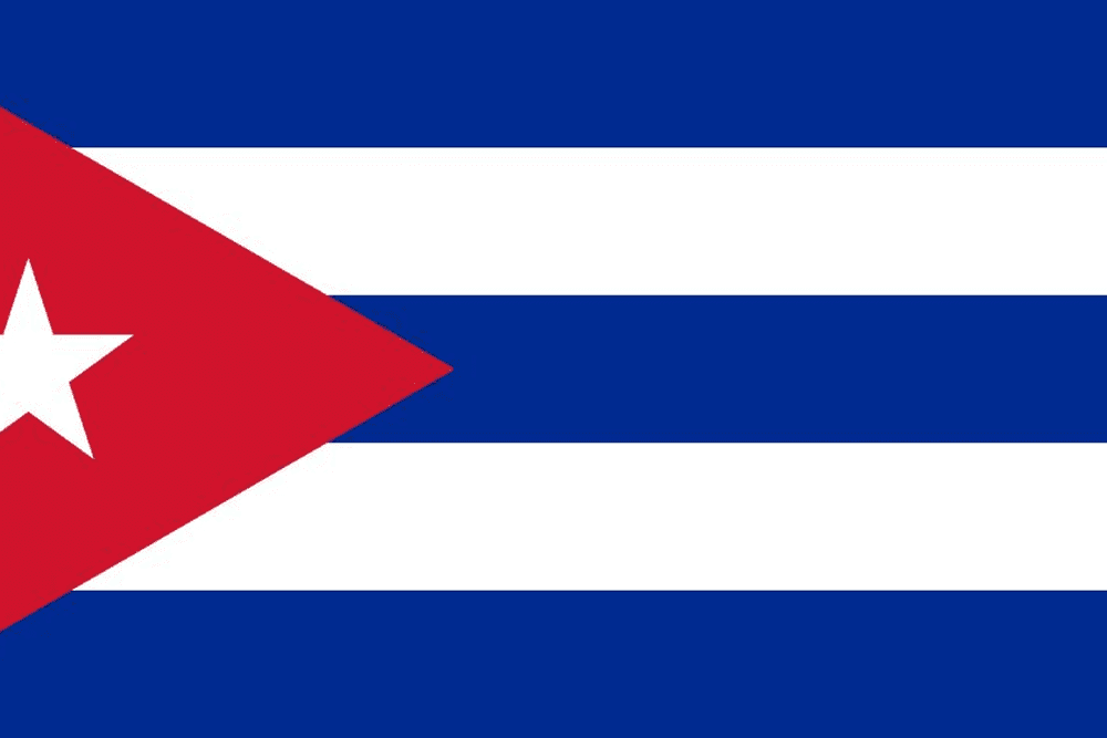 Flag of Cuba with blue stripes.