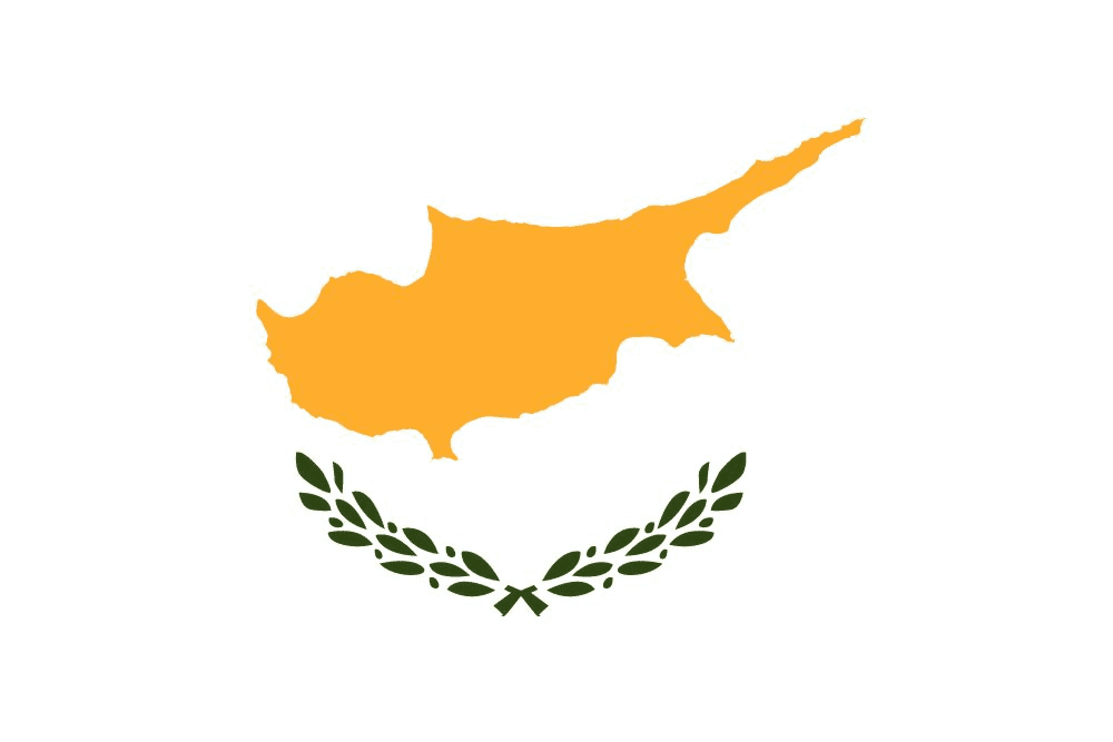 Cyprus flag with map and olive branches.