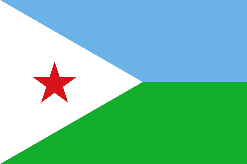 Flag of Djibouti with red star.
