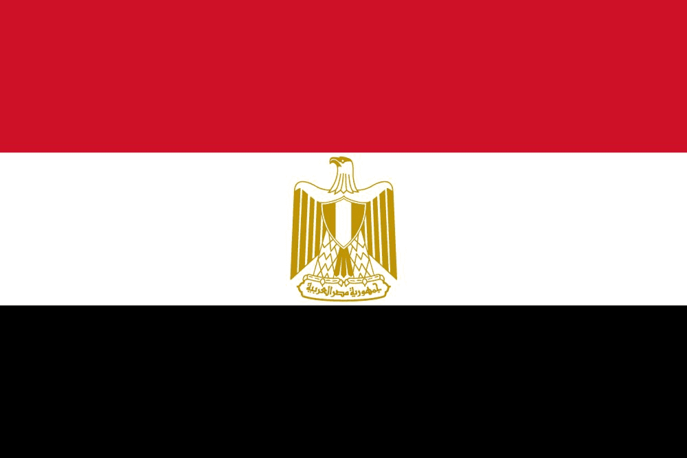 Flag of Egypt with eagle emblem.