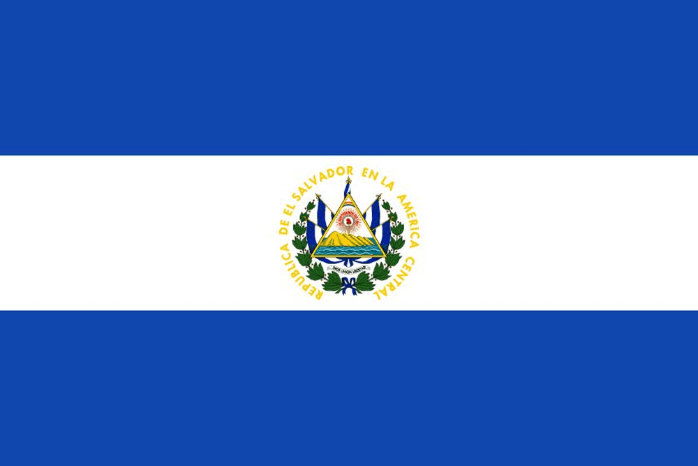 Flag of El Salvador with national emblem.