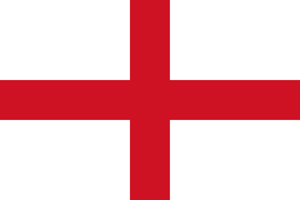 Flag of England with red cross.