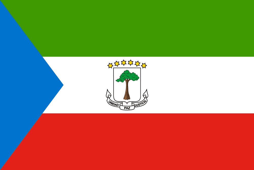 Flag of Equatorial Guinea with emblem.