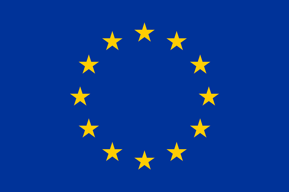 European Union flag with twelve yellow stars.