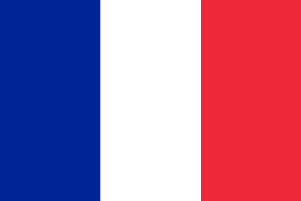 French flag with blue, white, red stripes.