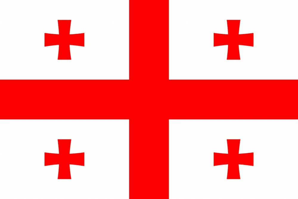 Flag of Georgia featuring red crosses.