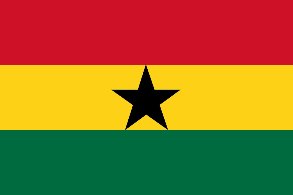 Flag of Ghana with star and stripes.