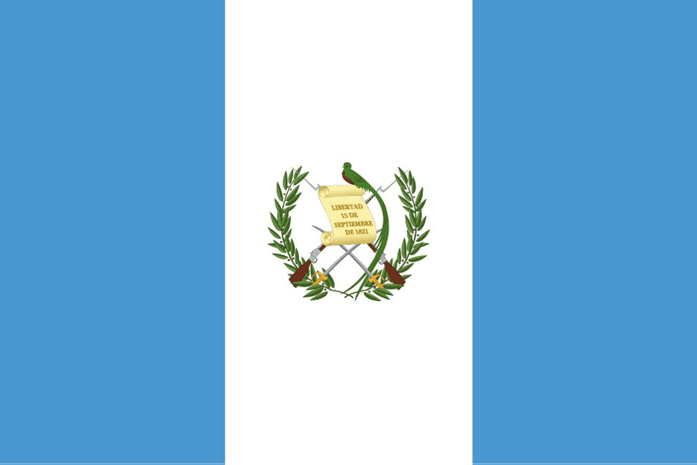 Flag of Guatemala with national emblem.