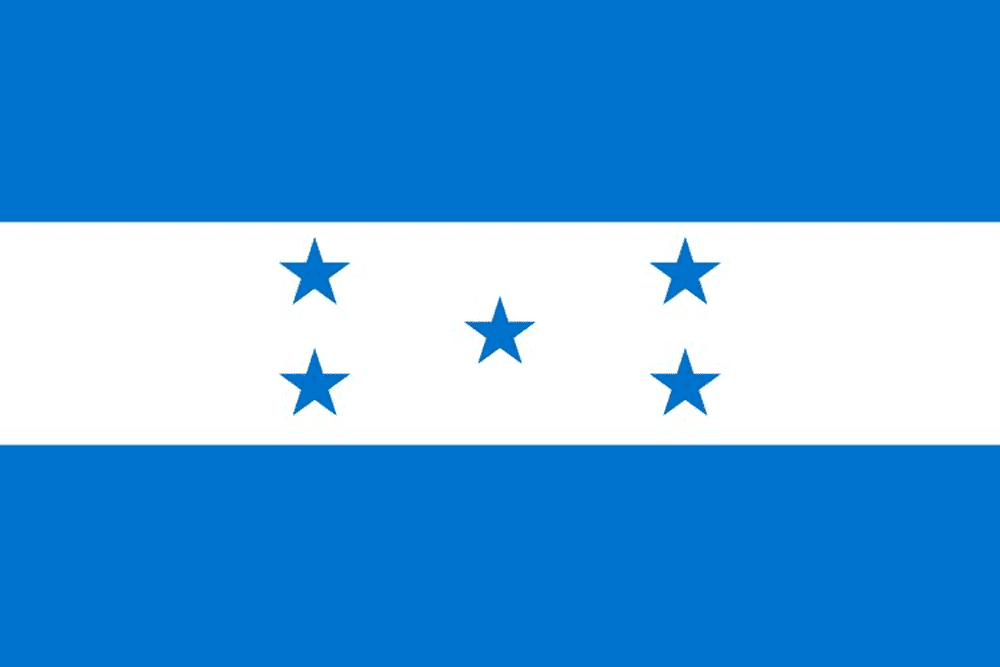 Flag of Honduras with five blue stars.