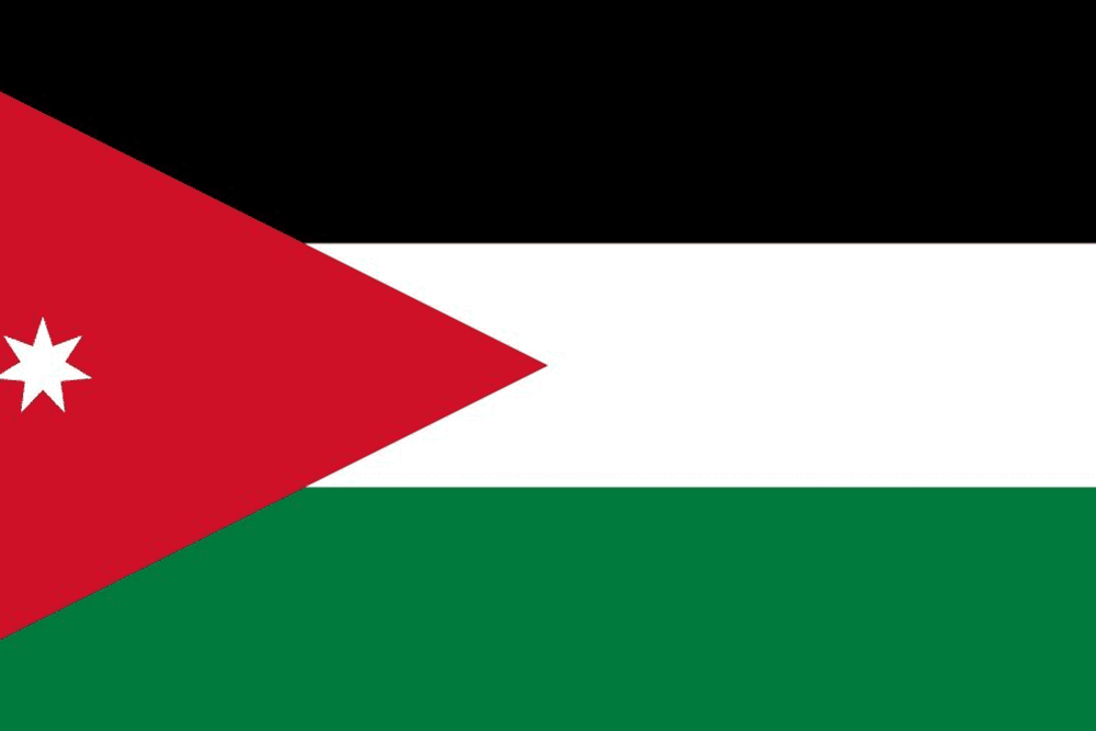 Flag of Jordan with seven-pointed star.