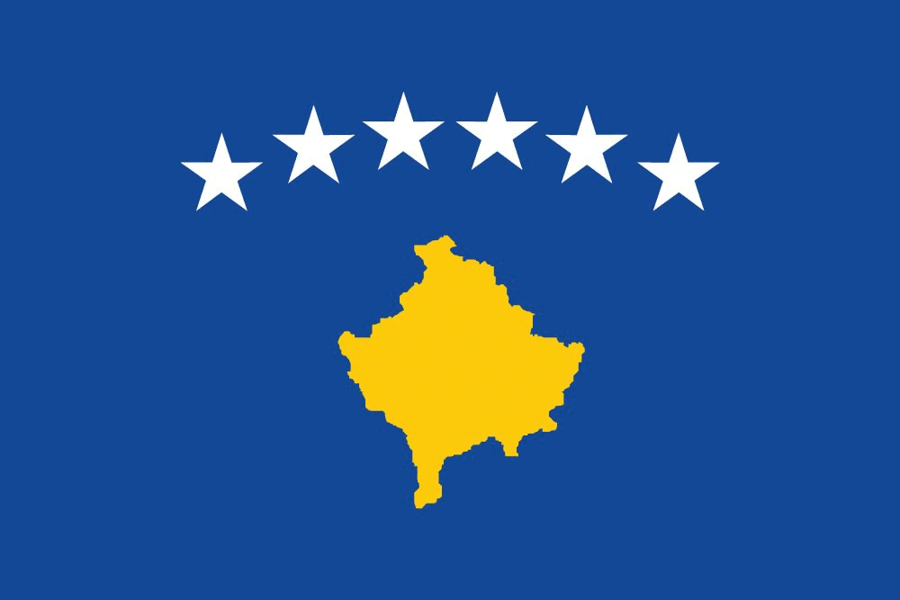 Flag of Kosovo with map and stars.
