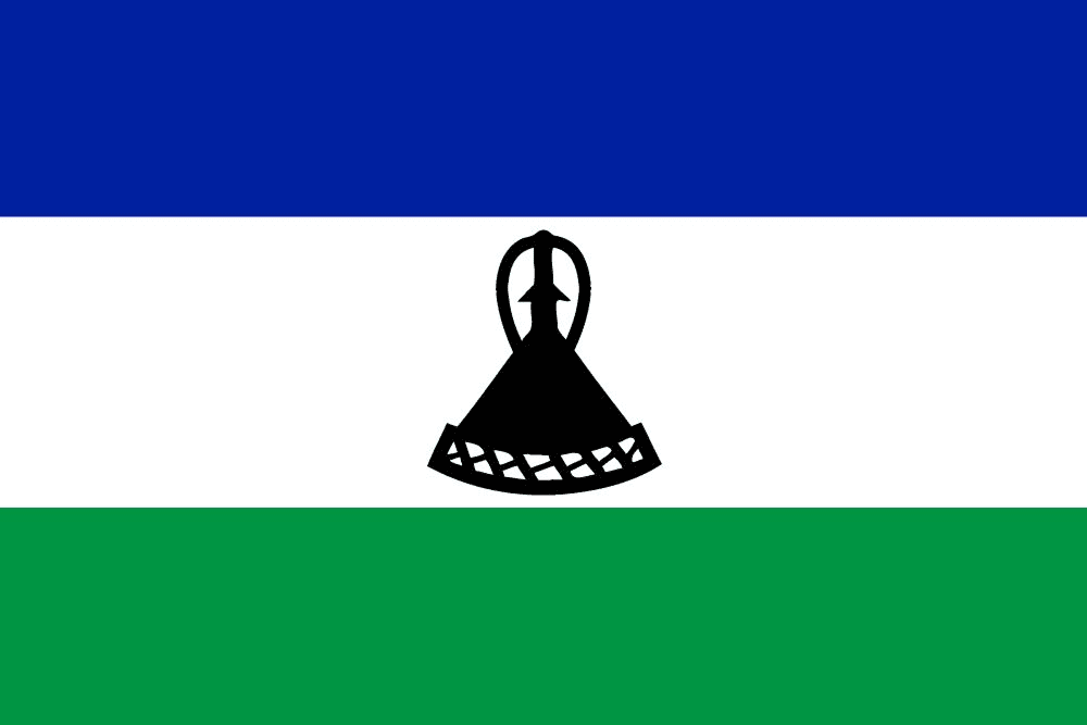 Flag of Lesotho with black hat emblem.