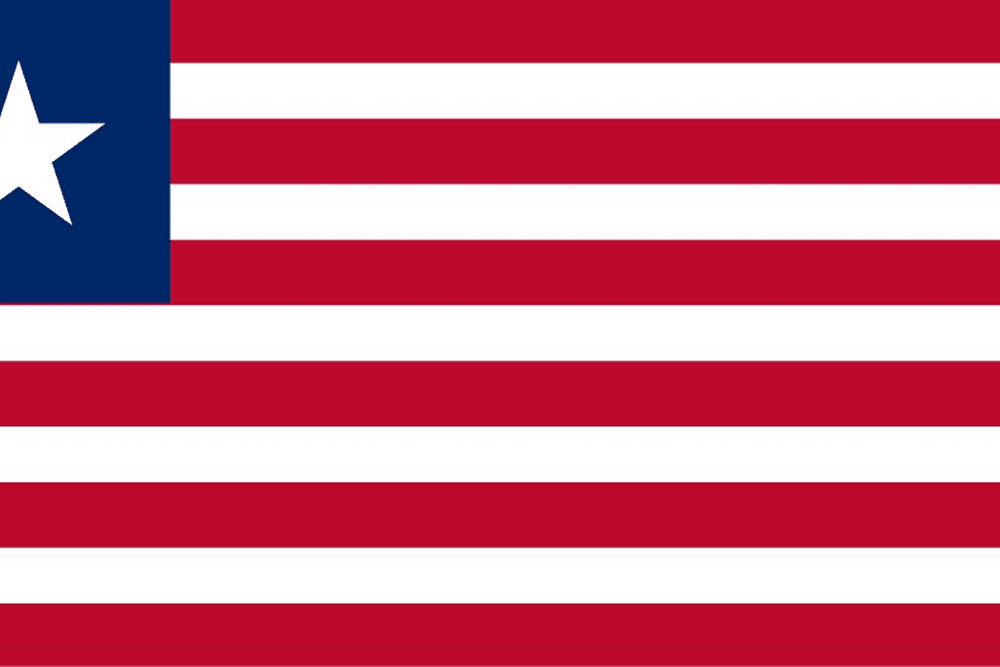Flag of Liberia with stripes and star.