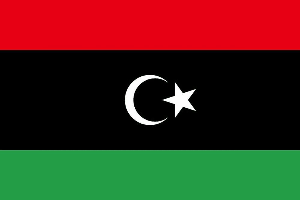 Flag of Libya with crescent and star.