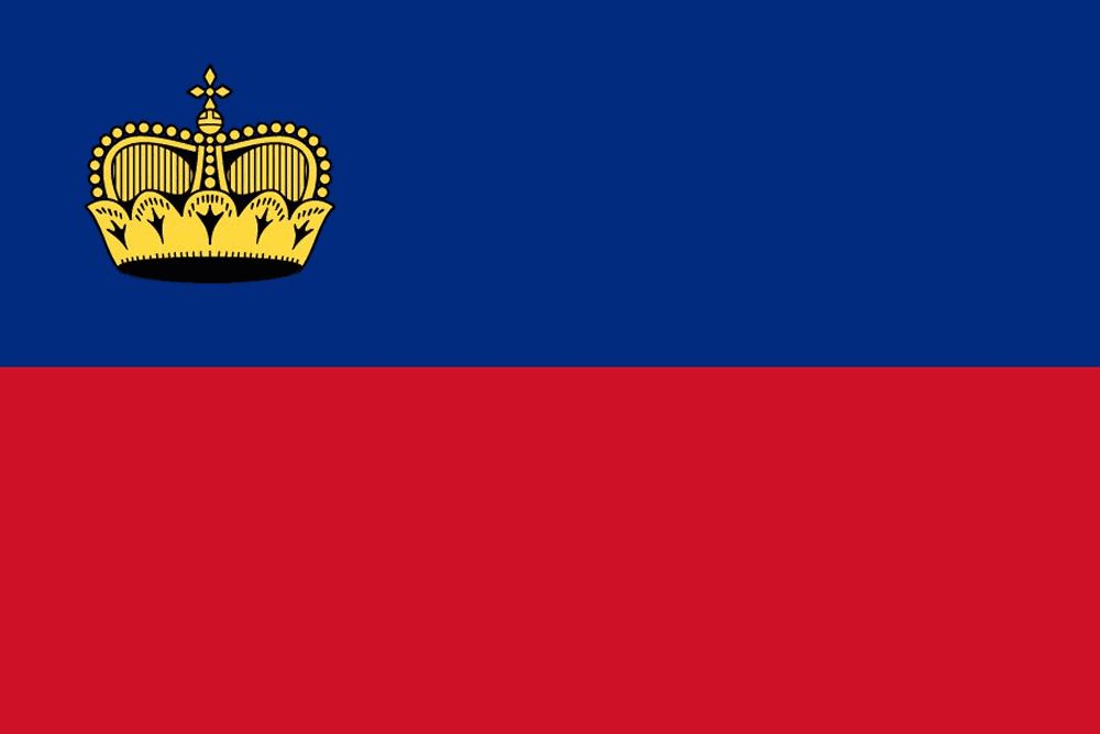 Flag of Liechtenstein with a crown.