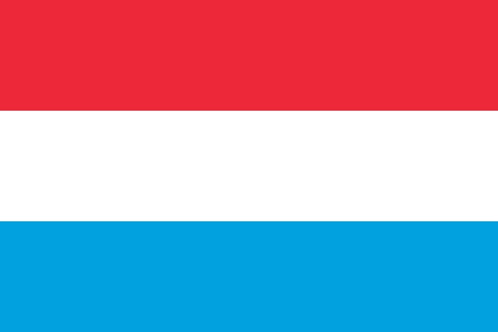 Flag of Luxembourg with horizontal stripes.