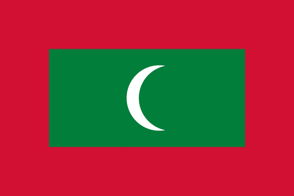 Flag of Maldives with crescent moon symbol.
