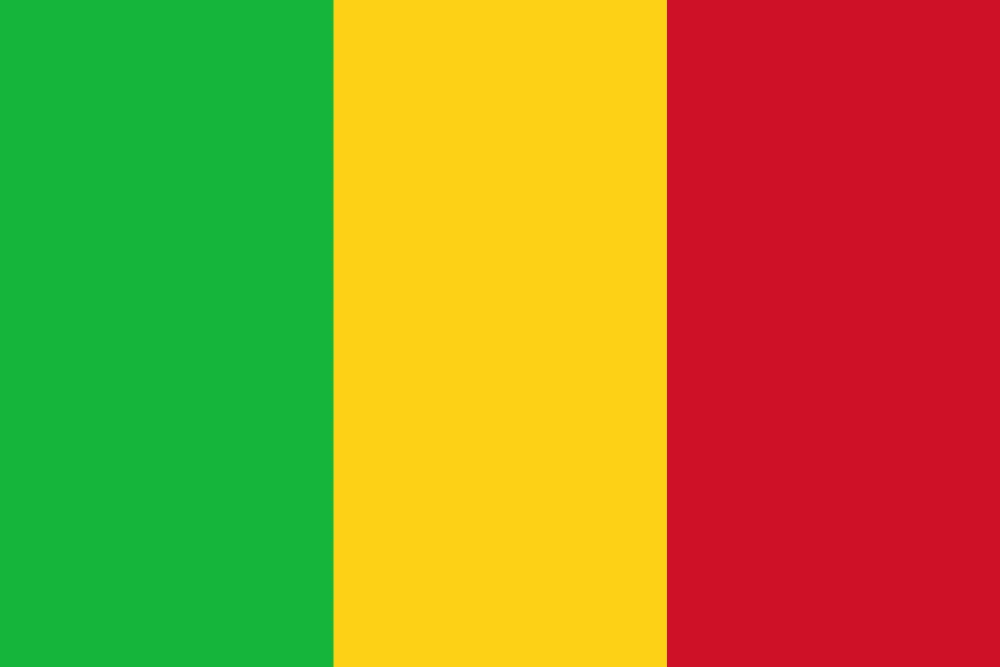 Flag of Mali with three vertical stripes.