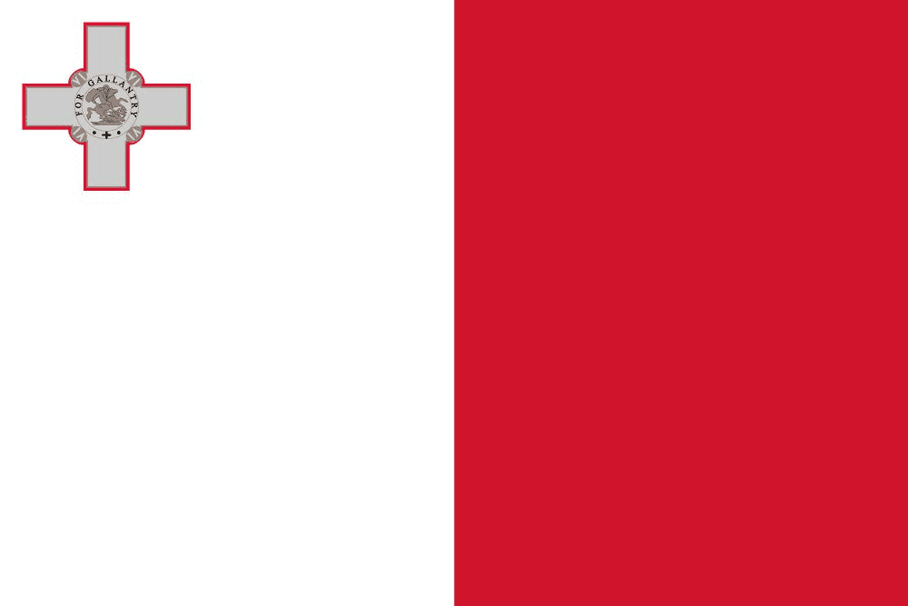 Flag of Malta with George Cross emblem.