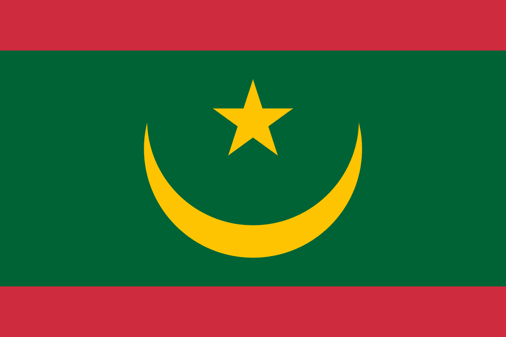Flag of Mauritania with star and crescent.