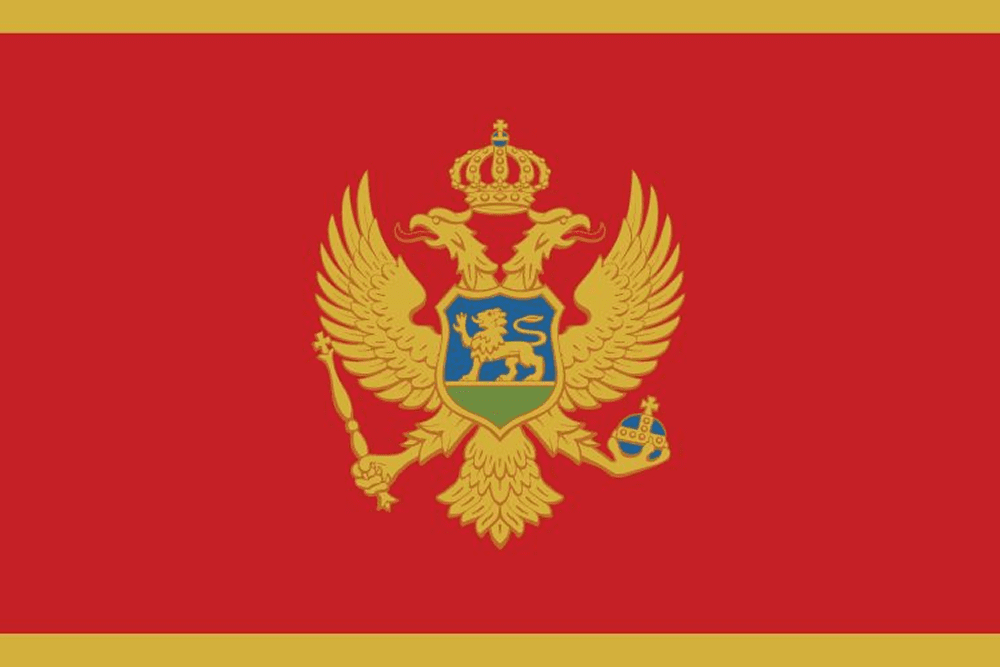 Flag of Montenegro with double-headed eagle.