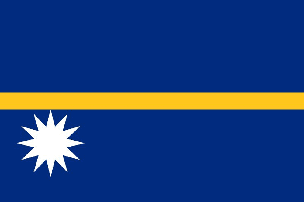Flag of Nauru with star and stripe.