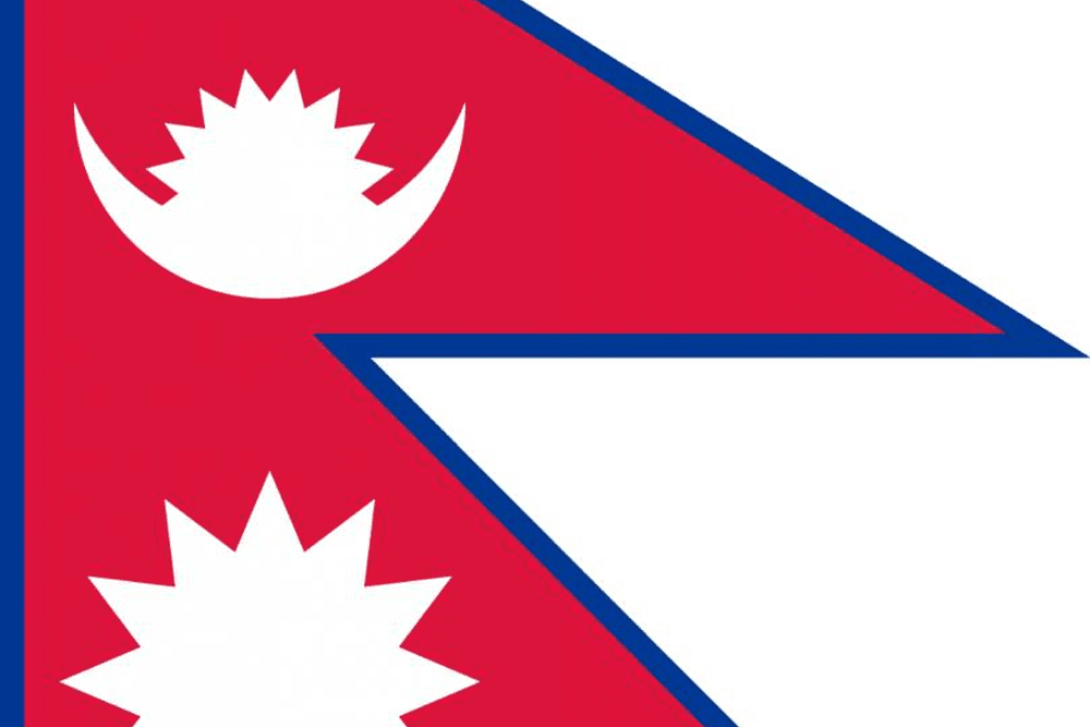 Flag of Nepal with unique triangular design.