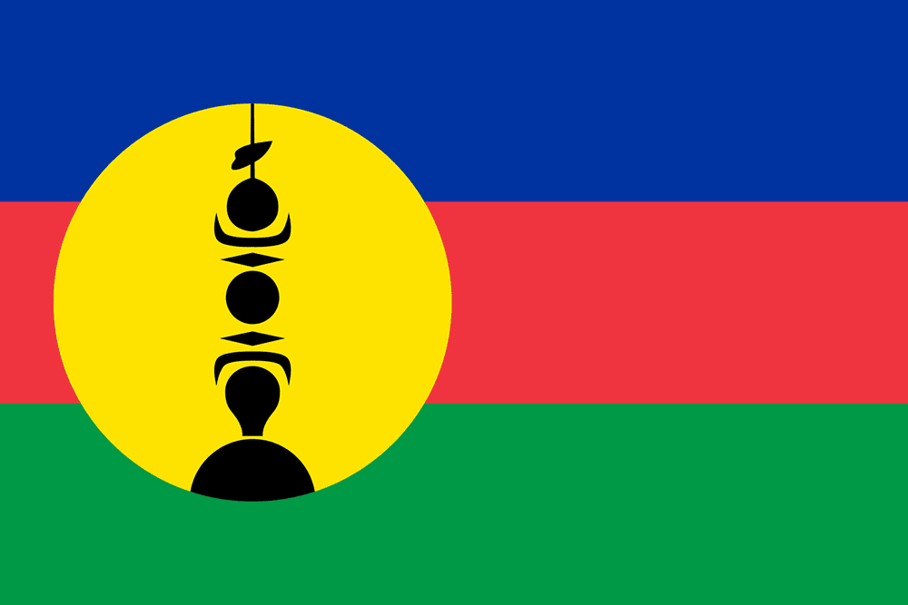 Flag of New Caledonia with emblem.