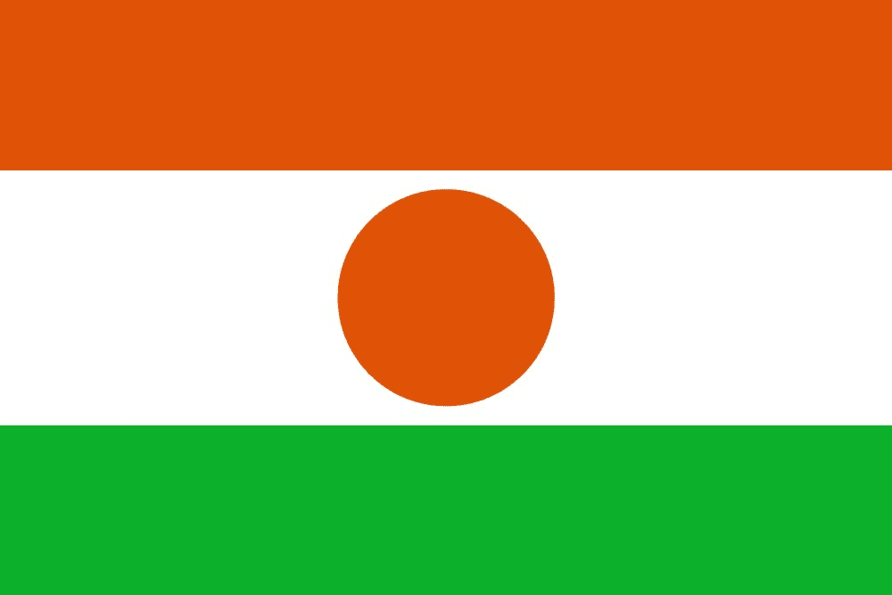 Flag of Niger with orange circle.