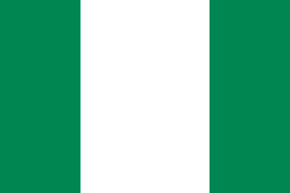 Flag of Nigeria with green and white stripes.