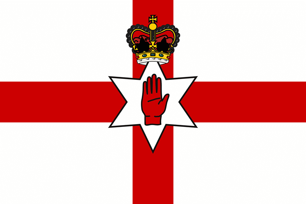 Flag with red cross, star, and crown.