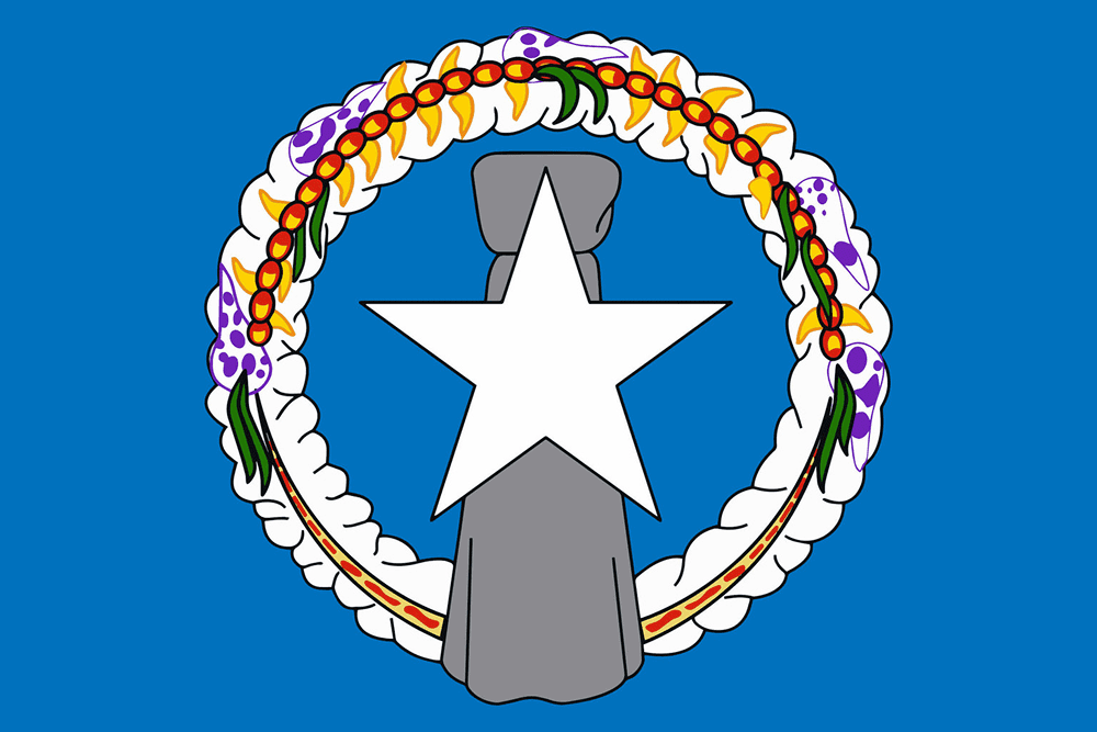 Flag of Northern Mariana Islands, blue background.
