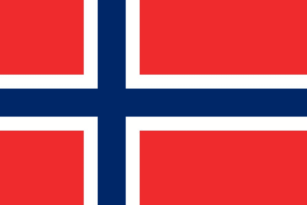 Flag of Norway with blue cross.