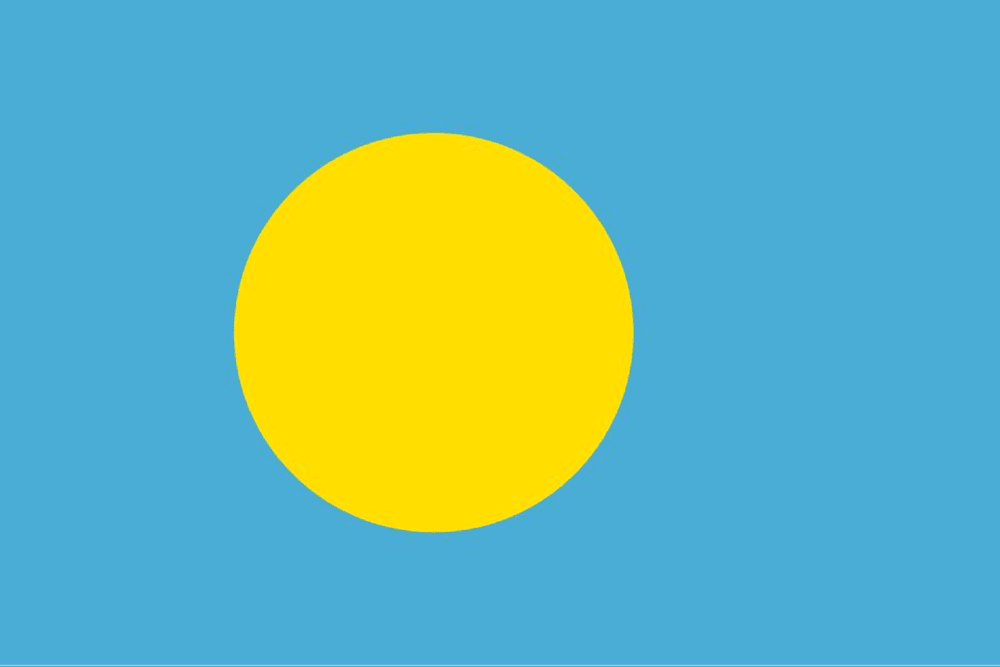 Flag of Palau with yellow circle.