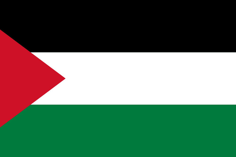 Flag of Palestine with red triangle.